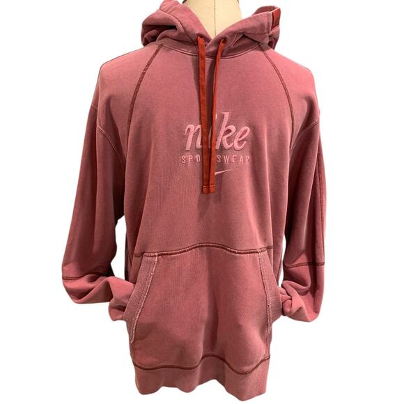 Medium Nike Mens French Terry Pullover Sweatshirt Hoodie Sweet Beet - Picture 1 of 11